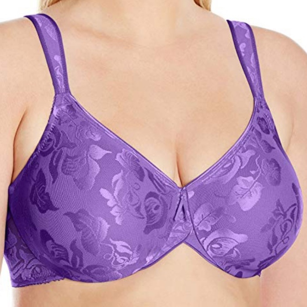 NWT Wacoal 42DDD Awareness Underwire Bra Floral Lace Deep Purple Uplift Support